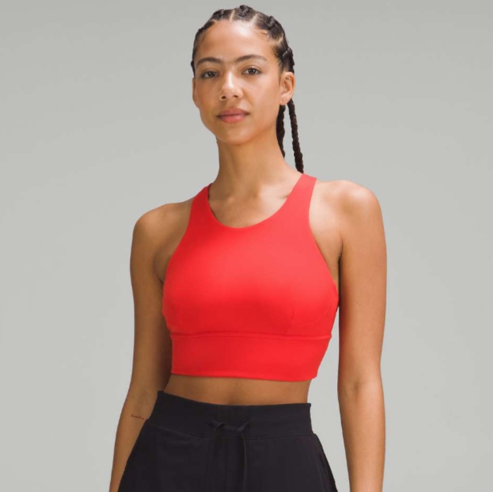 lululemon athletica Bright Red High-Neck Longline Sports Bra